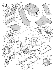 Mower Housing Assembly Diagram and Parts List for 22859X7A 1996 Briggs and Stratton Lawn Mower